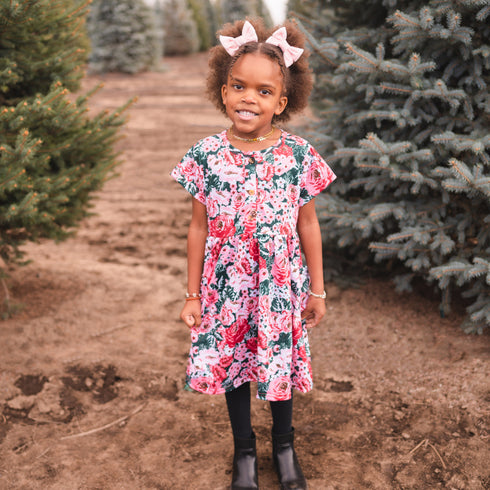 Button Twirl Dress - Forever Blooming